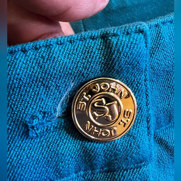 St John dress Pants Turquoise blue Sporty Trousers straight dress pant 8 zip - Picture 7 of 16